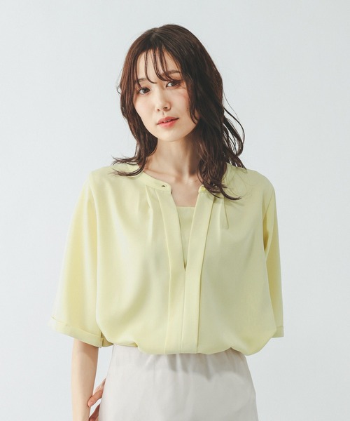 GLOBAL WORK(グローバルワーク)の「キレイつづく2wayタック5分袖/636634(シャツ/ブラウス・レディース・ホワイト/スカイブルー/イエロー/ネイビー・SMALL/MEDIUM/LARGE)」の17枚目の写真