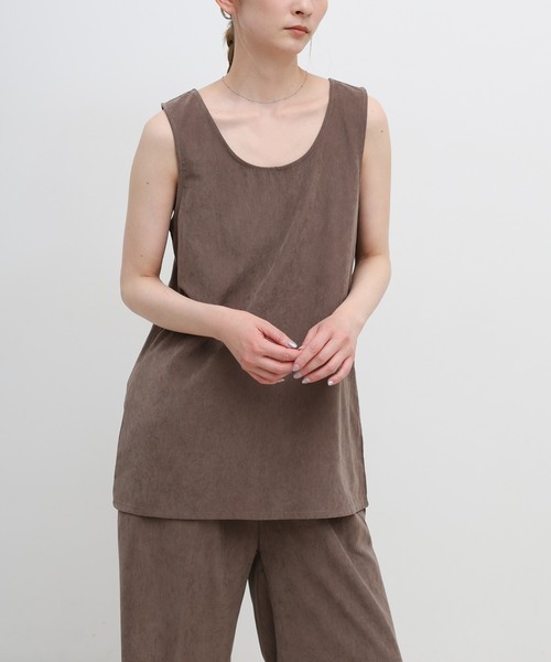 select MOCA（セレクトモカ）の「ピーチスキンノースリーブトップス（シャツ/ブラウス・レディース・ブラウン/アイボリー/ブラック・FREE）」の20枚目の写真