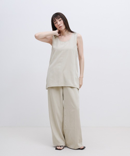 select MOCA（セレクトモカ）の「ピーチスキンノースリーブトップス（シャツ/ブラウス・レディース・ブラウン/アイボリー/ブラック・FREE）」の18枚目の写真