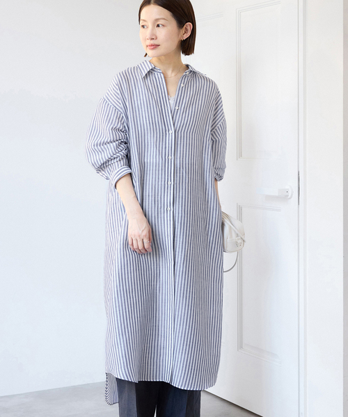 IENA(イエナ)の「ラミーリヨセルシャツワンピース(シャツワンピース・レディース・ホワイト/カーキ/スカイブルー・36/38)」の1枚目の写真