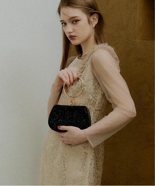 LE'RURE(リルアー)の「Ring handle kirakira bag(ハンドバッグ・レディース・ブラック/シルバー・FREE)」の4枚目の写真