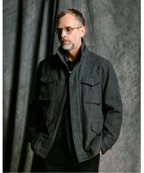 wjk（ダヴルジェイケイ）の「milled wool field jacket（ミリタリージャケット・メンズ・チャコールグレー/ブラック・SMALL/MEDIUM/LARGE/X-LARGE）」の2枚目の写真