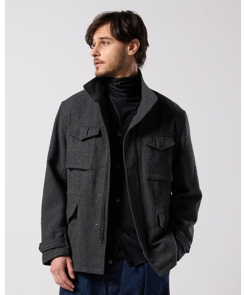 wjk（ダヴルジェイケイ）の「milled wool field jacket（ミリタリージャケット・メンズ・チャコールグレー/ブラック・SMALL/MEDIUM/LARGE/X-LARGE）」の6枚目の写真