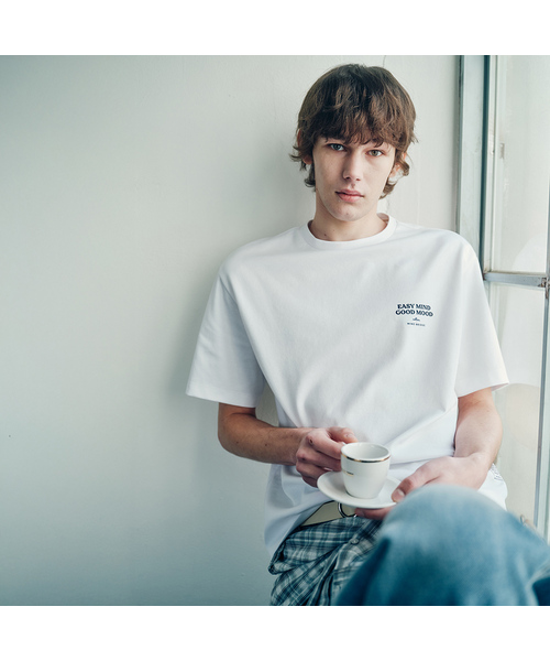 MINDBRIDGE（マインドブリッジ）の「[コリンズ]スーピマ_バックポイントセミオーバーティーシャツ - 3color（Tシャツ/カットソー・メンズ・ミント/オフホワイト/ブラック・95/100/105/110）」の2枚目の写真