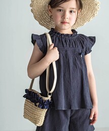 Tartine et Chocolat（タルティーヌエショコラ）の「【お揃い】麦わら見えフリルデザイン ペーパーショルダーバッグ（ショルダーバッグ）」