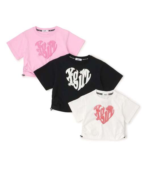 接触冷感】発泡ハートロゴプリント シャーリング半袖Tシャツ（Tシャツ