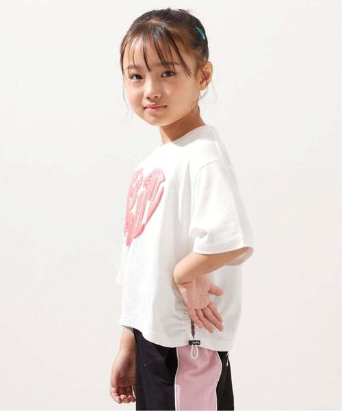 接触冷感】発泡ハートロゴプリント シャーリング半袖Tシャツ（Tシャツ