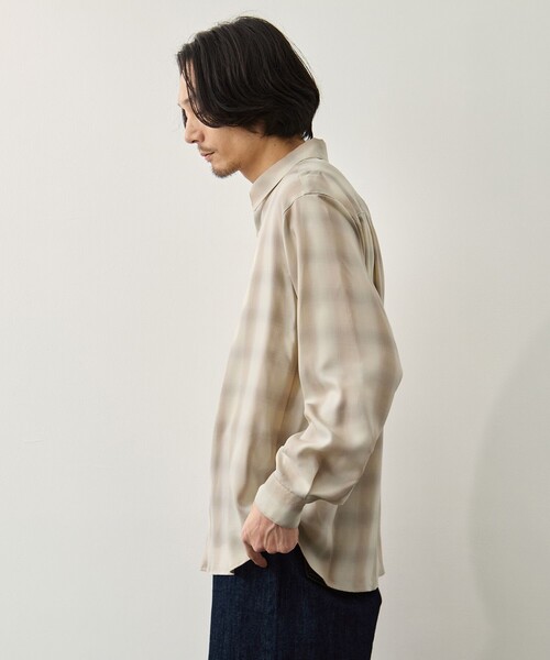 KEY TIMEZ(キータイムズ)の「【KEY TIMEZ/キータイムズ】キュプラアムンゼンオンブレチェックシャツ(シャツ/ブラウス・メンズ・ライトグレー/ネイビー・2/1)」の8枚目の写真