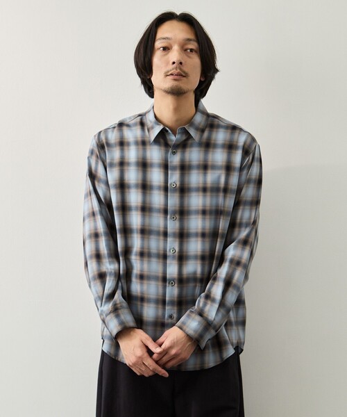 KEY TIMEZ(キータイムズ)の「【KEY TIMEZ/キータイムズ】キュプラアムンゼンオンブレチェックシャツ(シャツ/ブラウス・メンズ・ライトグレー/ネイビー・2/1)」の15枚目の写真