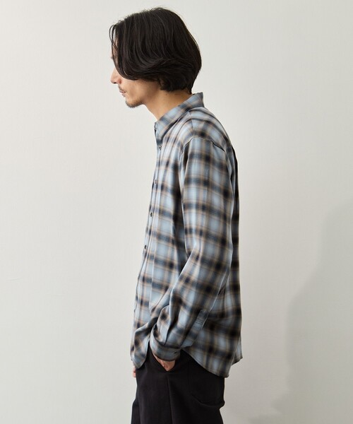 KEY TIMEZ(キータイムズ)の「【KEY TIMEZ/キータイムズ】キュプラアムンゼンオンブレチェックシャツ(シャツ/ブラウス・メンズ・ライトグレー/ネイビー・2/1)」の16枚目の写真
