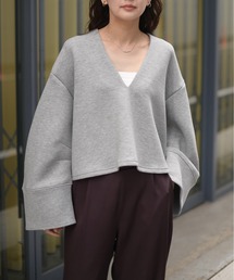 Marient | Vネックダンボールニットプルオーバー / オーバーサイズトップス(スウェット)