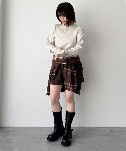 CANAL JEAN（キャナルジーン）の「FAITH MILLS CORP　サーマルヘンリープルオーバー（Tシャツ/カットソー・レディース・オートミール/ネイビー・MEDIUM）」の10枚目の写真