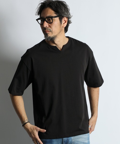 The DUFFER of ST.GEORGE(ザダファーオブセントジョージ)の「SILICON BIO KEY NECK S/SL TEE:シリコンバイオ加工 シルキータッチ キーネックTシャツ(Tシャツ/カットソー・メンズ・チャコールグレー/ブラック/ホワイト・X-LARGE/SMALL/LARGE/MEDIUM)」の6枚目の写真