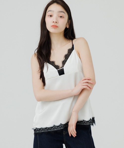 フラワーチュールペプラムキャミソール / flower tulle peplum