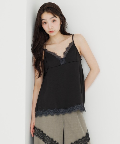 SENEE(セニー)の「satin lace cami tops(サテンレースキャミトップス)(キャミソール・レディース・ブラック/アイボリー・FREE)」の20枚目の写真