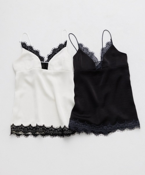 satin lace cami tops（サテンレースキャミトップス）（キャミソール