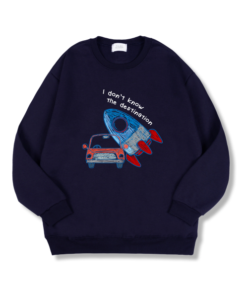 TI.GLAKE(ティーグレイク)の「アイドンノー オーバーサイズ 特殊裏毛 マンツーマン Tシャツ ネイビー(スウェット・メンズ・その他・MEDIUM/LARGE/X-LARGE/XX-LARGE)」の1枚目の写真