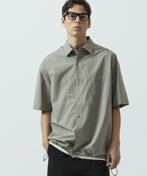 [SLICK] Mini Check Drawstring Regular Collar Shirt / рубашка с мелкой клеткой и кулиской