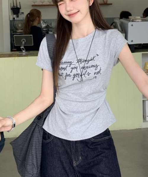 semplice（センプリチェ）の「Ｔシャツ【韓国ファッション】（Tシャツ/カットソー・レディース・グレー・XL/L/M/S）」の9枚目の写真