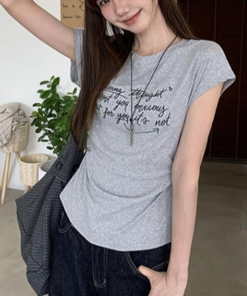 semplice（センプリチェ）の「Ｔシャツ【韓国ファッション】（Tシャツ/カットソー・レディース・グレー・XL/L/M/S）」の2枚目の写真