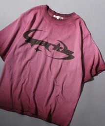 Spray coating Teleco T-Shirt/グランジ スプレー加工 ショート丈 テレコ 半袖Tシャツ レディース メンズ