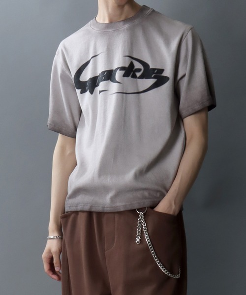 SITRY（シトリー）の「Spray coating Teleco T-Shirt/グランジ スプレー加工 ショート丈 テレコ 半袖Tシャツ レディース メンズ（Tシャツ/カットソー・メンズ・チャコール/ピンク/ホワイト・L/M）」の16枚目の写真