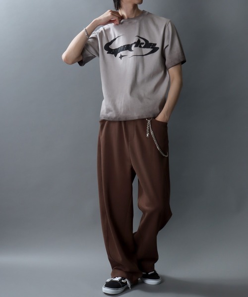 SITRY（シトリー）の「Spray coating Teleco T-Shirt/グランジ スプレー加工 ショート丈 テレコ 半袖Tシャツ レディース メンズ（Tシャツ/カットソー・メンズ・チャコール/ピンク/ホワイト・L/M）」の17枚目の写真