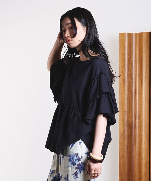 ROSE BUD（ローズバッド）の「FRILL TEE（Tシャツ/カットソー・レディース・オレンジ/ホワイト/ブラック・ONE SIZE）」の14枚目の写真