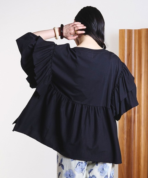ROSE BUD（ローズバッド）の「FRILL TEE（Tシャツ/カットソー・レディース・オレンジ/ホワイト/ブラック・ONE SIZE）」の15枚目の写真