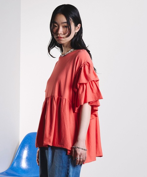 ROSE BUD（ローズバッド）の「FRILL TEE（Tシャツ/カットソー・レディース・オレンジ/ホワイト/ブラック・ONE SIZE）」の20枚目の写真
