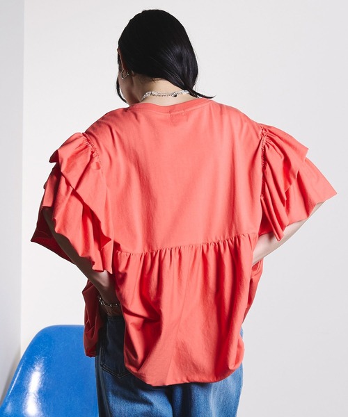 ROSE BUD（ローズバッド）の「FRILL TEE（Tシャツ/カットソー・レディース・オレンジ/ホワイト/ブラック・ONE SIZE）」の21枚目の写真