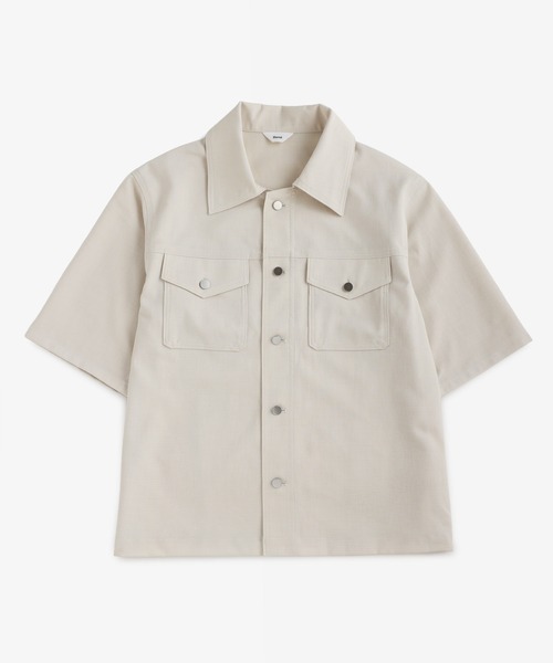Bleme(ブレム)の「コンパクト 短丈 シルバーボタン シャツジャケット(シャツ/ブラウス・メンズ・チャコールグレー/アイボリー・L/M/S/XL)」の3枚目の写真