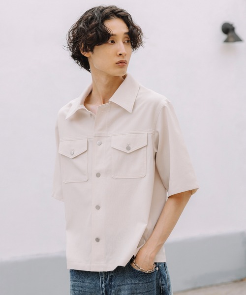 Bleme(ブレム)の「コンパクト 短丈 シルバーボタン シャツジャケット(シャツ/ブラウス・メンズ・チャコールグレー/アイボリー・L/M/S/XL)」の16枚目の写真