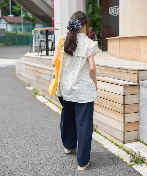 FREAK'S STORE(フリークスストア)の「スクエアスタンド フリルブラウス/フレンチスリーブブラウス(シャツ/ブラウス・レディース・ブラック/オフホワイト/チャコールグレー・フリ-)」の9枚目の写真