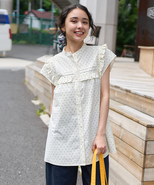 FREAK'S STORE(フリークスストア)の「スクエアスタンド フリルブラウス/フレンチスリーブブラウス(シャツ/ブラウス・レディース・ブラック/オフホワイト/チャコールグレー・フリ-)」の11枚目の写真