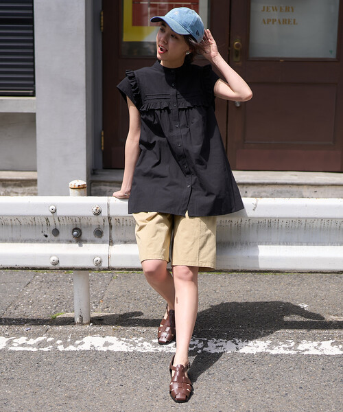 FREAK'S STORE(フリークスストア)の「スクエアスタンド フリルブラウス/フレンチスリーブブラウス(シャツ/ブラウス・レディース・ブラック/オフホワイト/チャコールグレー・フリ-)」の18枚目の写真