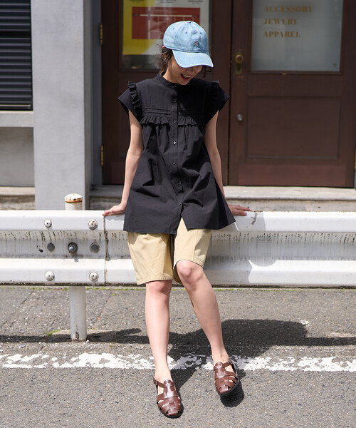 FREAK'S STORE(フリークスストア)の「スクエアスタンド フリルブラウス/フレンチスリーブブラウス(シャツ/ブラウス・レディース・ブラック/オフホワイト/チャコールグレー・フリ-)」の20枚目の写真