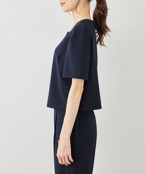 ROPE' PICNIC(ロペピクニック)の「リネンライクシリーズ ドライタッチスクエアネックブラウス/UVカット・接触冷感・防シワ(シャツ/ブラウス・レディース・ブラウン/グレー系その他/ネイビー・FREE)」の9枚目の写真