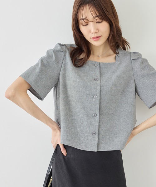 ROPE' PICNIC(ロペピクニック)の「リネンライクシリーズ ドライタッチスクエアネックブラウス/UVカット・接触冷感・防シワ(シャツ/ブラウス・レディース・ブラウン/グレー系その他/ネイビー・FREE)」の22枚目の写真