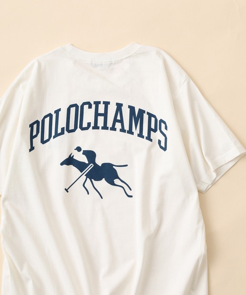 POLOCHAMPS(ポロチャンプス)の「POLOCHAMPS プリントTシャツ 半袖(Tシャツ/カットソー・メンズ・ホワイト系その他/ブラック/チャコール/ネイビー/杢グレー/オフホワイト・XL/L/M)」の2枚目の写真