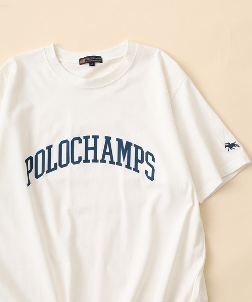 POLOCHAMPS(ポロチャンプス)の「POLOCHAMPS プリントTシャツ 半袖(Tシャツ/カットソー・メンズ・ホワイト系その他/ブラック/チャコール/ネイビー/杢グレー/オフホワイト・XL/L/M)」の1枚目の写真