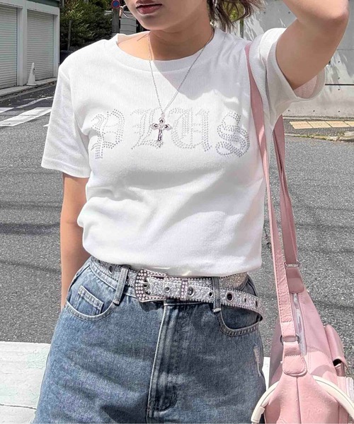 AS KNOW AS plus(アズノゥアズプラス)の「〇ラインストーンブランドロゴ ちびTシャツ(Tシャツ/カットソー・レディース・オフホワイト/ブラック・FREE)」の17枚目の写真