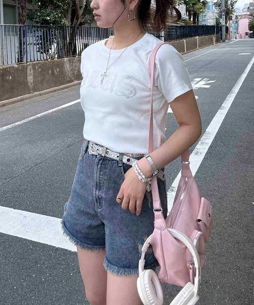 AS KNOW AS plus(アズノゥアズプラス)の「〇ラインストーンブランドロゴ ちびTシャツ(Tシャツ/カットソー・レディース・オフホワイト/ブラック・FREE)」の11枚目の写真