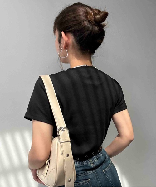 AS KNOW AS plus(アズノゥアズプラス)の「〇ラインストーンブランドロゴ ちびTシャツ(Tシャツ/カットソー・レディース・オフホワイト/ブラック・FREE)」の7枚目の写真