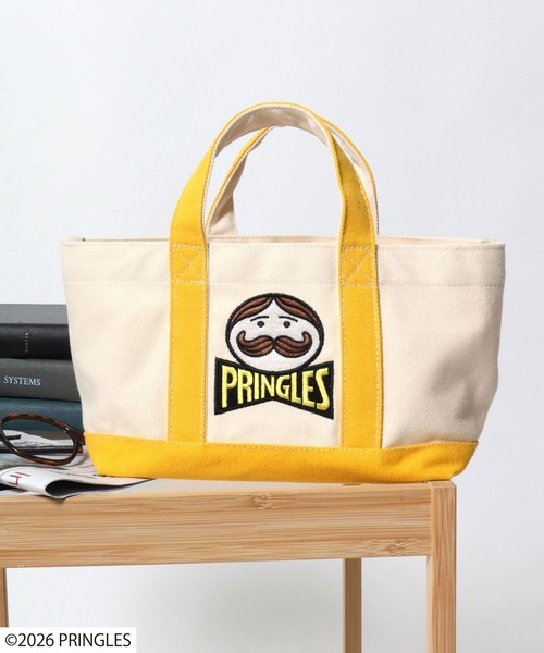 Salong hameu(サロン ハミュー)の「Pringles(プリングルズ) Mr.P ワンポイント刺繍 配色キャンバスランチトートバッグ(トートバッグ・レディース・ホワイト×レッド/ホワイト×イエロー/ホワイト×グリーン・FREE)」の3枚目の写真
