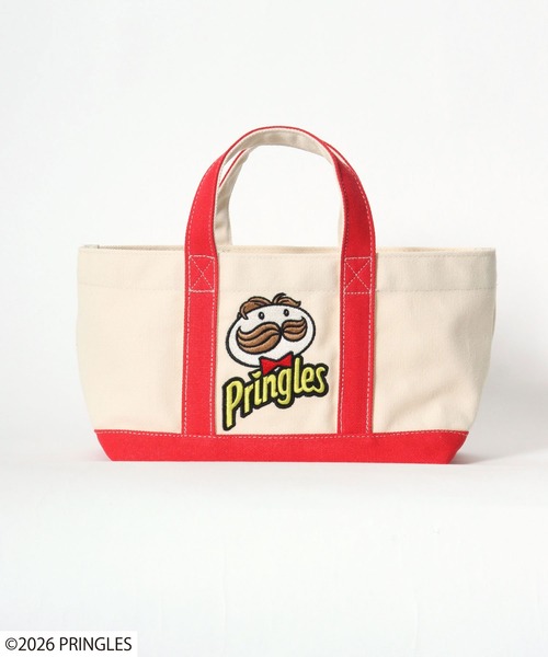 Salong hameu(サロン ハミュー)の「Pringles(プリングルズ) Mr.P ワンポイント刺繍 配色キャンバスランチトートバッグ(トートバッグ・レディース・ホワイト×レッド/ホワイト×イエロー/ホワイト×グリーン・FREE)」の4枚目の写真