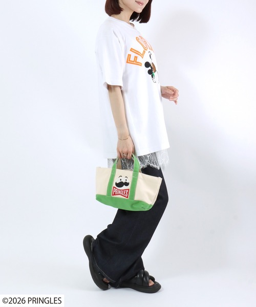 Salong hameu(サロン ハミュー)の「Pringles(プリングルズ) Mr.P ワンポイント刺繍 配色キャンバスランチトートバッグ(トートバッグ・レディース・ホワイト×レッド/ホワイト×イエロー/ホワイト×グリーン・FREE)」の22枚目の写真
