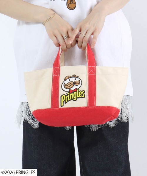 Salong hameu(サロン ハミュー)の「Pringles(プリングルズ) Mr.P ワンポイント刺繍 配色キャンバスランチトートバッグ(トートバッグ・レディース・ホワイト×レッド/ホワイト×イエロー/ホワイト×グリーン・FREE)」の19枚目の写真