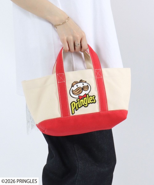 Salong hameu(サロン ハミュー)の「Pringles(プリングルズ) Mr.P ワンポイント刺繍 配色キャンバスランチトートバッグ(トートバッグ・レディース・ホワイト×レッド/ホワイト×イエロー/ホワイト×グリーン・FREE)」の18枚目の写真