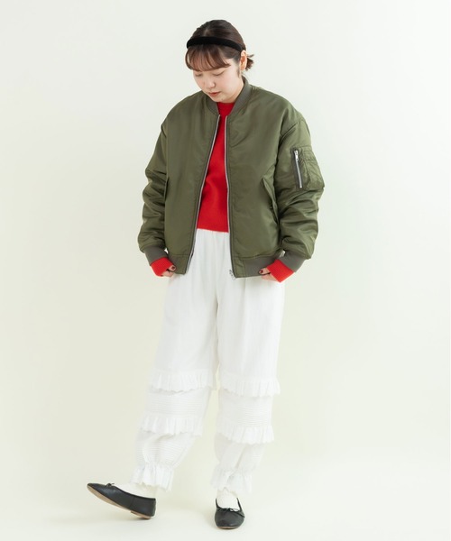 CHILD WOMAN(チャイルドウーマン)の「Nyツイル ひょう柄ファー リバーシブルMA-1(MA-1・レディース・カーキ/ネイビー・FREE)」の21枚目の写真